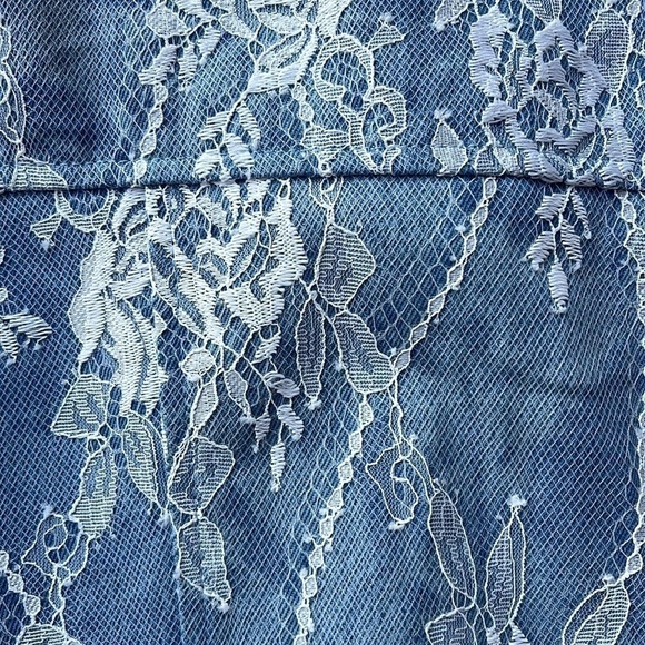 Vici Denim Lace Puff Sleeve Cropped Jacket 80’s inspired coquette size M - Picture 10 of 10